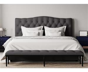 Queen Size Fabric Button Bed Head - Adele Collection (Charcoal 125cm)