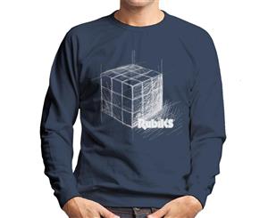 Rubik's Drawn Cube Men's Sweatshirt - Navy Blue