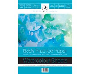 SAA Watercolour Practice Paper 1/4 Imperial (28x38cm/11x15") NOT 100 Sheets