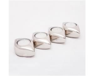 Set of 4 TEAR DROP Tea Light Candle Holders - Nickel