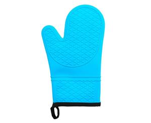 Silicone Kitchen Oven Mitts - Blue 1 Pair