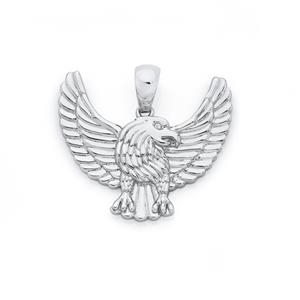 Silver Mens CZ Eagle Pendant