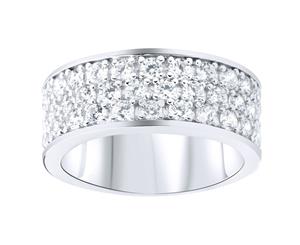 Sterling 925 Silver Pave Ring - 3 Row Zirconia