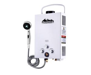 Weisshorn Gas Hot Water Heater Portable Shower Camping LPG Outdoor White 4WD