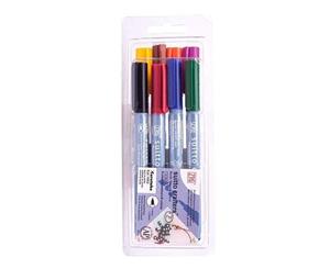 Zig Suitto Crafters Brush Marker Set 8 pack - Permanent waterproof markers for many surfaces such as paper glass wood plastic and metal. 8 colours