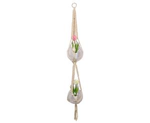 140cm Straight Style Double Hanging Macrame Pot Holder BOHO Style