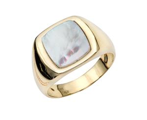 14k Yellow Gold Square Mother Of Pearl Ring Size 7 - Yellow