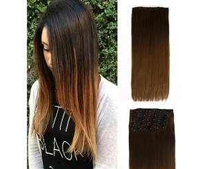 22" Two Tone Ombre Brown Synthetic Hair Straight 7Piece 16Clips 02