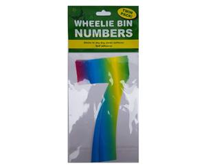 2pce Number 7 Wheelie Bin Number Stickers Rainbow Twin Pack Adhesive Waterproof