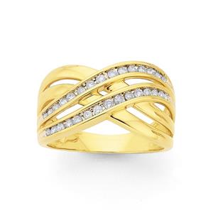 9ct Gold Diamond Multi Crossover Ring