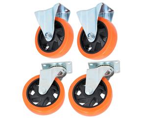 AB Tools 5" Fixed + Swivel PVC Trolley Castor Wheel Roller Bearings 150kg Load Each 4pc