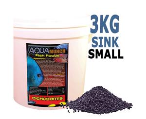 AQUAmunch Cichlid Bites Fish Food Sinking Mini 1.5mm Pellets 3KG