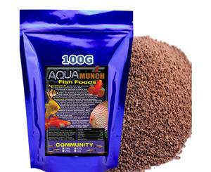 AQUAmunch Community Bites Aquarium Pond Fish Aqua Food 0.5 1mm Crumble 100g