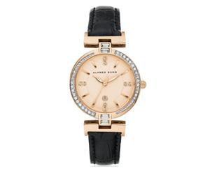 Alfred Sung Women's 32mm Radiance Leather Watch - Black/Rose Gold