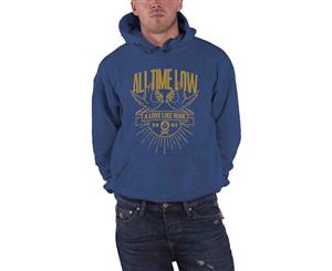 All Time Low Hoodie Doves Love Like War Band Logo Official Mens Pullover - Blue