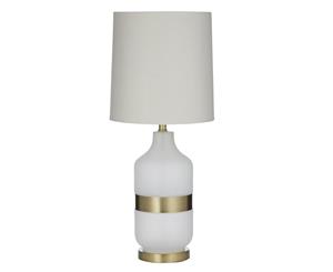 Amalfi Iver Glass Metal Fabric B22 Light Globe Drum-Shaped Table Lamp White
