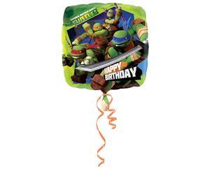 Amscan 18 Inch Teenage Mutant Ninja Turtles Happy Birthday Square Foil Balloon (Green) - SG3913