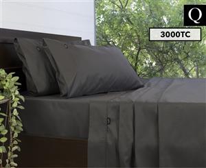 Ardor 3000TC Cotton Rich Queen Bed Sheet Set - Charcoal