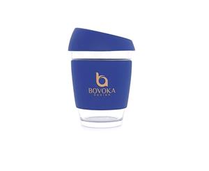 Bovoka reusable coffee /tea cup with sillicon lid and holder 12oz comes in - Navy Blue