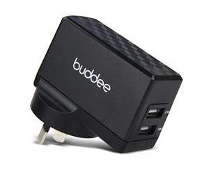 Buddee Dual Port USB Wall Charger for Android iPhone iPad Tablet 2.1A/1A Black