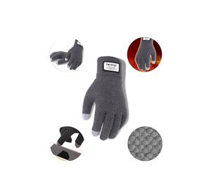 Catzon Winter Knit Gloves Warm Full Finger Touchscreen Gloves for Women-Ms-Gray