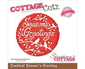 CottageCutz Elites Die -Cardinal Season's Greeting 3.3&quotX3.2"