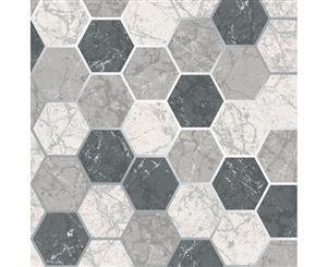 Crown Metro Hex Multi Wallpaper Charcoal (M1508)