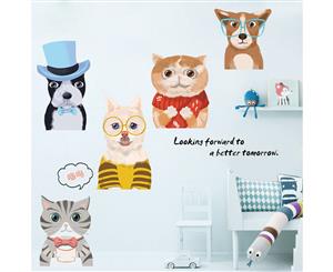 Cute Dog Cat Art Wall Stickers Decals (Size115cm x 50cm)