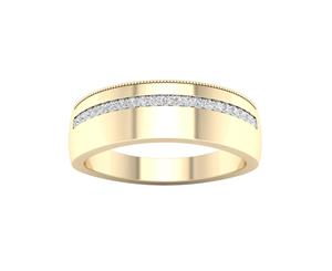 De Couer 9KT Yellow Gold Diamond Men's Wedding Band (1/6CT TDW H-I Color I2 Clarity)