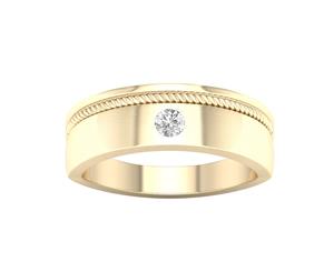 De Couer 9KT Yellow Gold Diamond Solitaire Men's Wedding Band (1/6CT TDW H-I Color I2 Clarity)