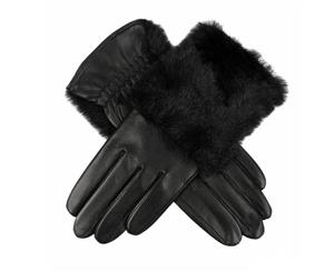 Dents Women's Hair Sheep Leather Faux Gloves - Black
