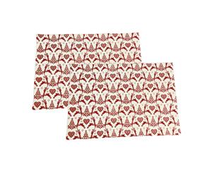 Dexam Yuletide Fabric Placemats Red on Cream