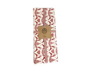 Dexam Yuletide Table Runner Red on Cream