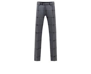 Dobell Mens Grey/Black Bold Check Suit Trousers Regular Fit