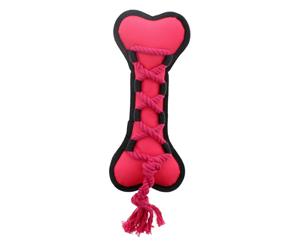 Dog Toy Cross Ropes Tug Bone 29cm Loud Pink Prestige Pets