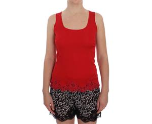 Dolce & Gabbana Red Silk Stretch Camisole Lingerie Blouse