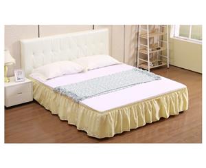 Elastic Bed Skirt Dust Ruffle Easy Fit Wrap Around Beige 3 SIZES