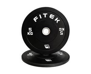 FITEK 5KG Pair Virgin Rubber Olympic Bumper Plates Black V3