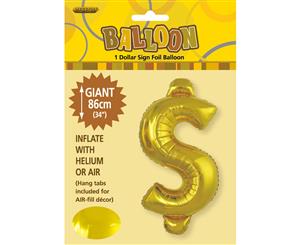 Gold $ Alphabet Foil Balloon 86cm