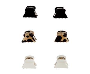 Lovisa Leopard Black White Clip 6 Pack