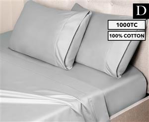 Luxury Living 1000TC Cotton Double Bed Sheet Set - Ash