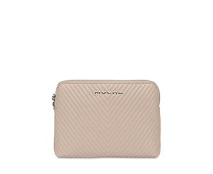 Mocha Chevron Zip Around Leather Clutch - Blush