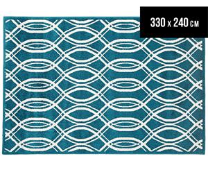 Modern Waves 330x240cm Indoor/Outdoor Rug - Peacock Blue