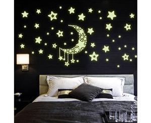 Moon Star Glow In The Dark Wall Stickers For Kids Room (Size 40cm x 35cm)