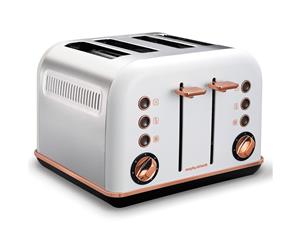 Morphy Richards 242108 White Accents 4 Slice Toaster Rose Gold w/ Removable Tray