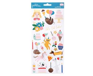 Pebbles - Happy Cake Day Collection - Cardstock Stickers with Foil Accents