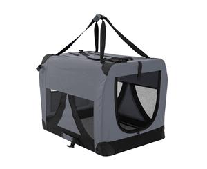 Portable Soft Dog Cage Crate Carrier L GREY