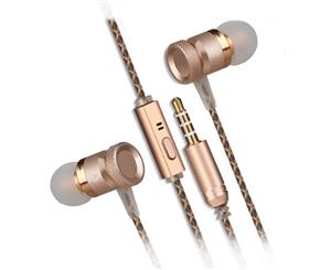 REYTID In-Ear Earphones Headphones High Definition Sound Heavy DEEP Bass with Metal Mic Compatible with iPhone and Android - Gold