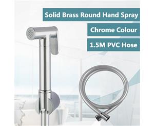 Round Chrome Brass Toilet Bidet Spray Kit with 1.2m PVC Water Hose