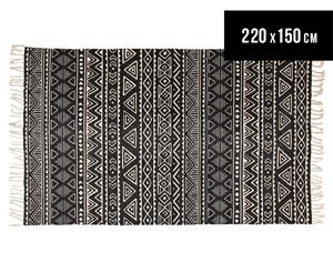 Rug Culture 220x150cm Zulu Flatweave Rug - Black/Natural White